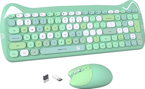 Ubotie Wireless Keyboards And Mice Combos Colorful Cute Cat Pattern