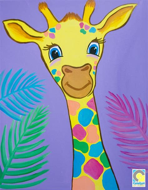 Giraffe Paint And Sip Party Acrylic Painting For Kids