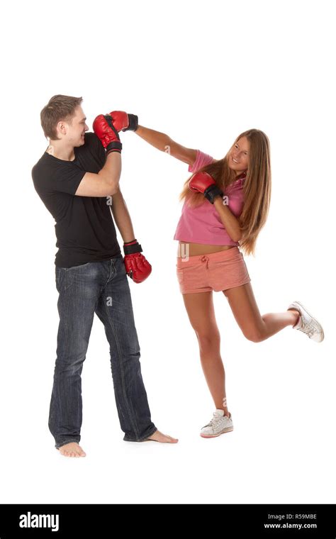 Young People In Fighting Gloves Stock Photo Alamy
