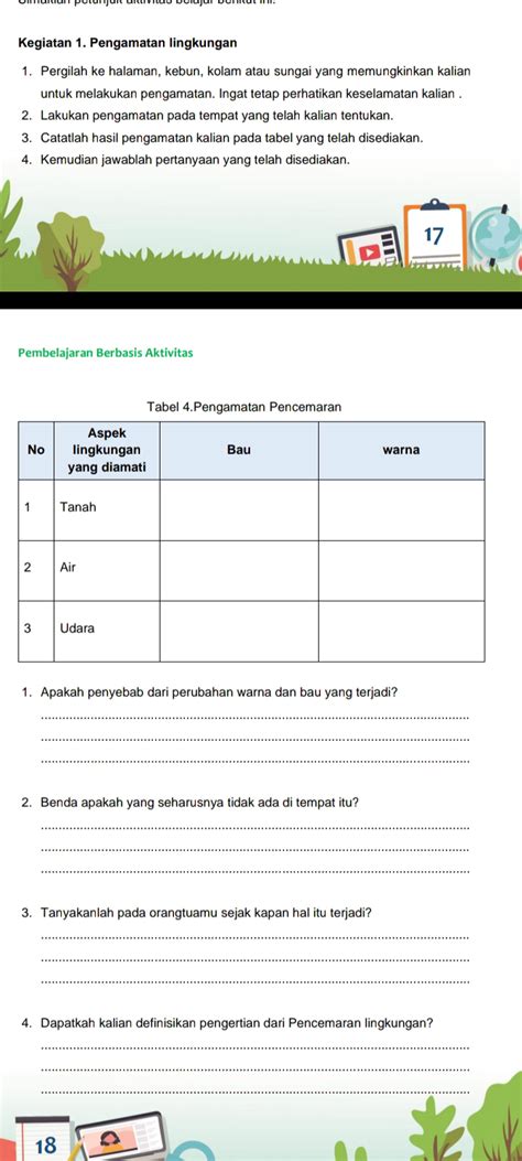 LKS IPA Kelas VII Semester 2 PENCEMARAN LINGKUNGAN, Pengamatan