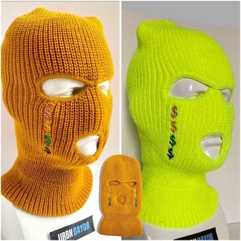 Embroidered 3 Hole Ski Mask Knitted Balaclava Snood Wooly Hat