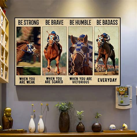 Jockey Be Badass Vintage Poster Rodeo Horses Harness Racing Cowboys