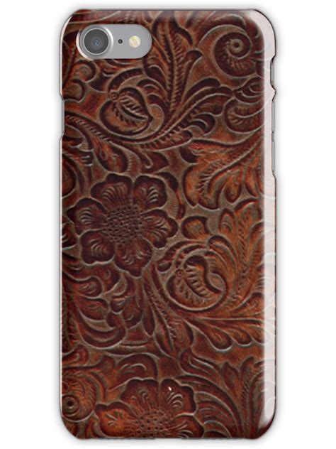 Burnished Rich Brown Tooled Leather Iphone Covers Tooled Leather Phone