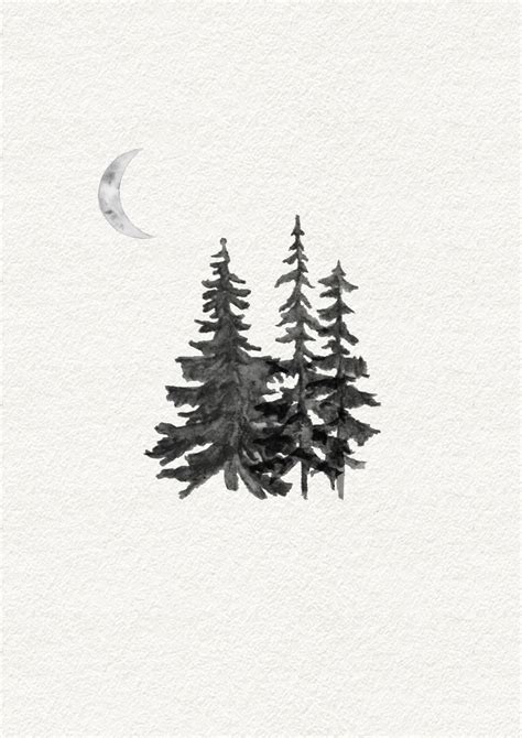 Cozy Pine Tree Print Minimalist Pine Tree Poster Nordic Etsy