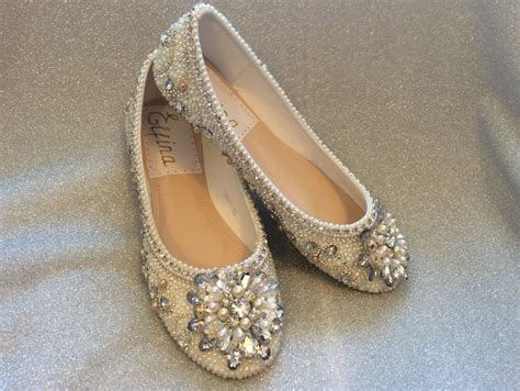 Wedding Shoes Bridal Flats Beaded Rhinestones Hand Embellished