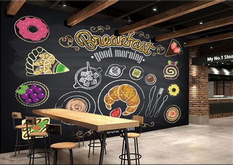 Looking for the best cafe background? Custom restaurant wallpaper,Hand painted coffee breakfast ...