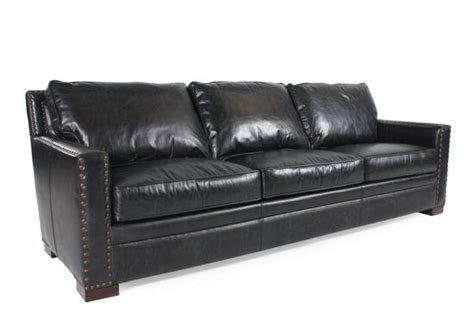 Nailhead Accented Leather Sofa In Black Mathis Brothers Furniture