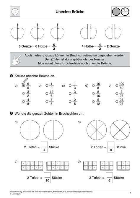 Kostenlose arbeitsblätter mit brüchen / bruchaufgaben für mathe in der 4. Mathematik Klasse 6: Arbeitsblätter mit Lösungen ...