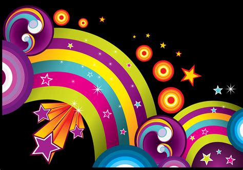 Download Wallpaper Rainbow And Stars On Black Background Download Photo