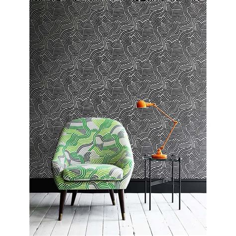 L A Sunset Wallpaper In Onyx Linwood Tango Collection Modern Black