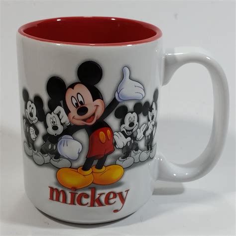 Authentic Original Disney Parks Walt Disney World Mickey Mouse 3d White And Red Ceramic Coffee