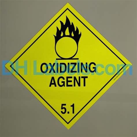 5 1 OXIDIZING SUBSTANCES Hazard Placard Self Adhesive Single Unit 1
