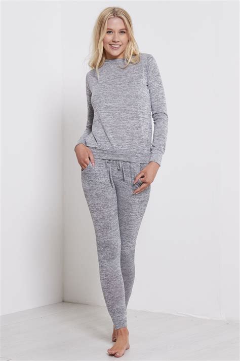 Womens Ladies Ribbed Eyelet Lace Up Sweatshirt Joggers Loungewear Set