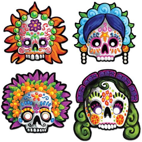 4 Masques Fête Des Morts Mexique Manooba Achat De Deguisements