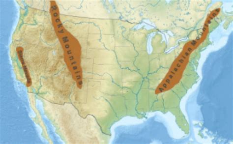 Map Of Us Mountain Ranges