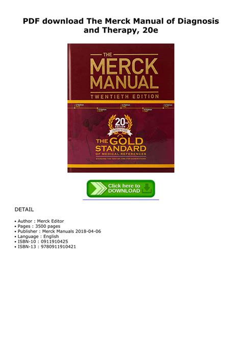 Pdf Download The Merck Manual Of Diagnosis And Therapy 20e By