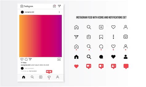 Premium Vector Instagram Feed With Icons And Notifications Set