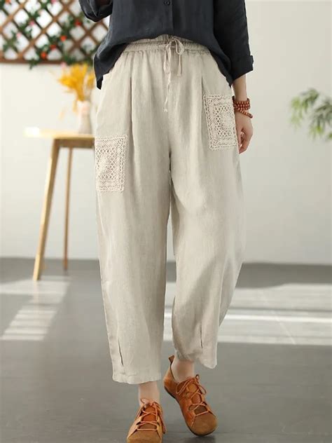 Women Casual Haren Pants New Arrival 2023 Spring Vintage Style Cotton