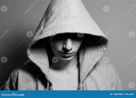 The Young Guy In A Hood Stock Photo Image Of Adult Young 12867080