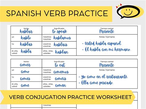 Spanish Verb Conjugation Spanish Worksheets Spanish Grammar Spanish