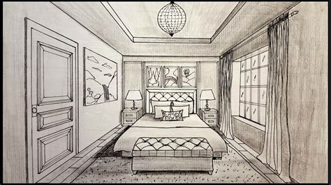 One Point Perspective Drawing Interior