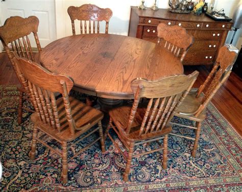What are the shipping options for dining chairs? Vintage Round Oak Table Clawfoot 6 Pressback Chairs Dining ...