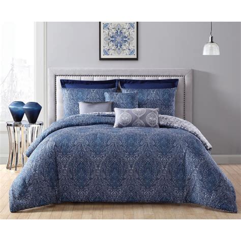 Shop for navy comforter sets online at target. Addison House Candice 8-Piece Navy Blue King Comforter Set ...