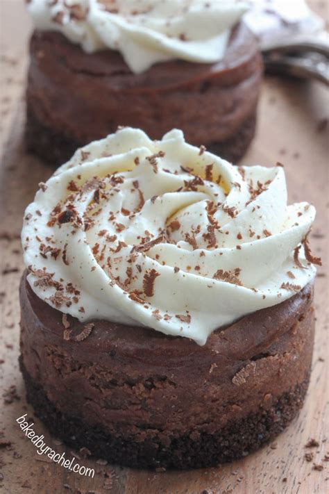 A creamy shake with buttery crumbles of pie crust and ribbons of gorgeous fruit filling throughout. Mini Bailey's Chocolate Cheesecakes with Bailey's Whipped Cream | Baked by Rachel