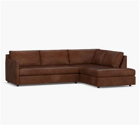 Pacifica Square Arm Leather Return Bumper Sectional Pottery Barn