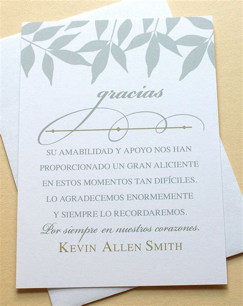 English Or Spanish Sympathy Thank You Cards With Blue Green Etsy In