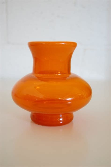 Vintage Swedish Orange Glass Vase By Erik Höglund For Boda At 1stdibs