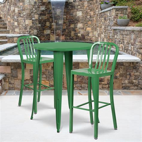 Flash Furniture 30 Round Metal Indoor Outdoor Bar Table Set With 2