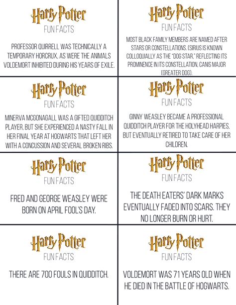 Harry Potter Fun Facts Lunchbox Printables The Crafting Chicks