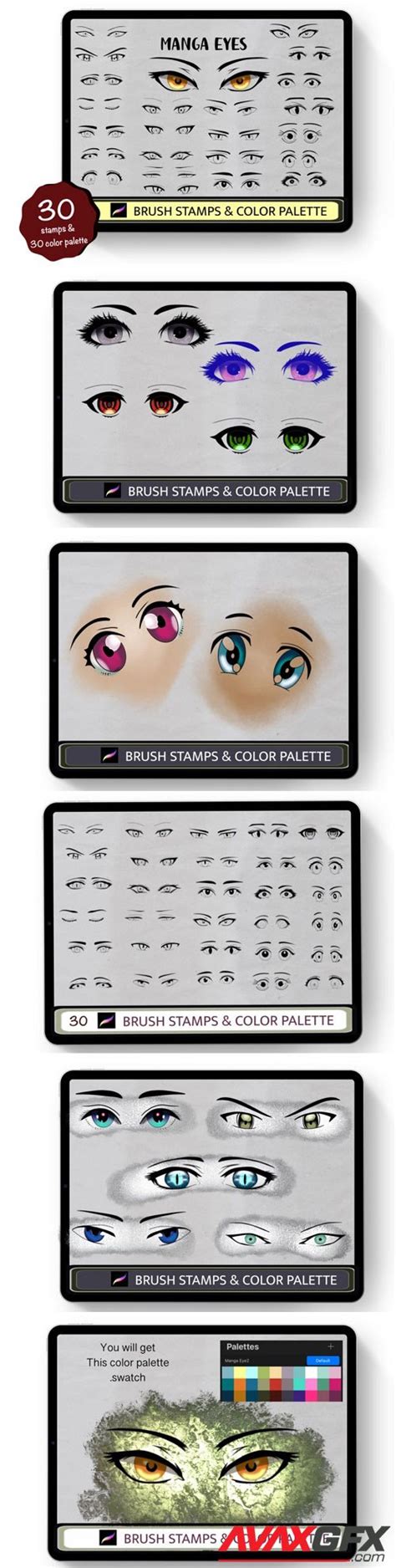 Anime Eyes 30 Procreate Brush Stamps 1447000 Avaxgfx All