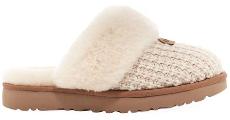 Ugg Denim Cozy Sheepskin Lined Knit Slippers In Cream Natural Lyst