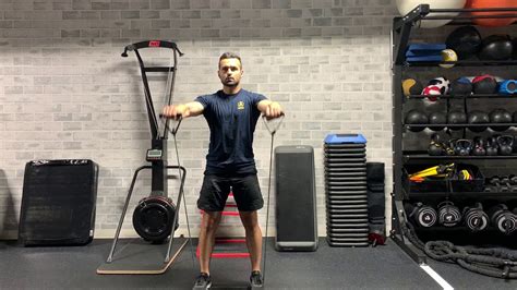 Resistance Band Squat To Front Raise Youtube