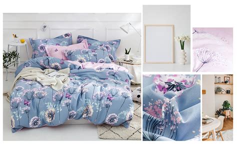 Vclife Chic Queen Bedding Sets Floral Branches Butterfly Printed Duvet