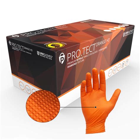 Unigloves Protect Orange Hd Diamond Grip Heavy Duty Disposable