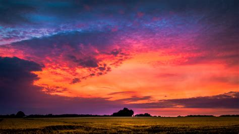Free Images Nature Natural Landscape Field Horizon Cloud Red Sky