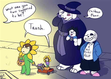 Trick Or Treating With Frisk And Flowey Undertale Know Your Meme