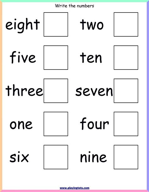 Number Words A Worksheet To Help You Understand The Concept Style