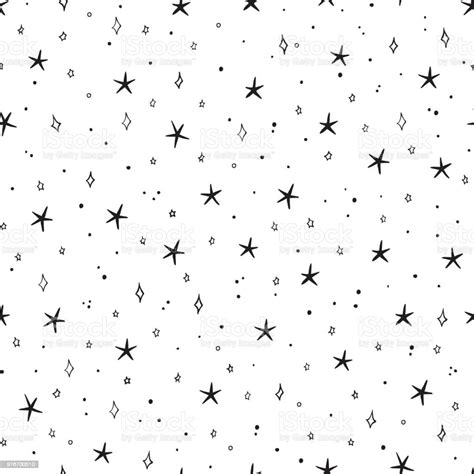 Hand Drawn Doodle Stars Seamless Pattern Vector Holiday And Birthday