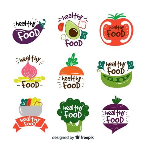 Download Flat Healthy Food Logos For Free In 2020 Healthy Food Logo