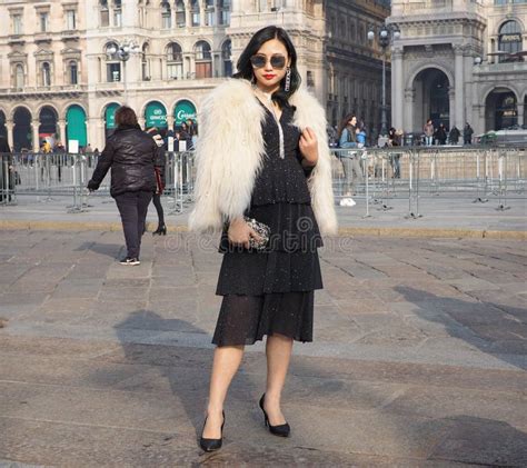 milan italy 20 february 2019 fashion bloggers street style outfits editorial photo image of