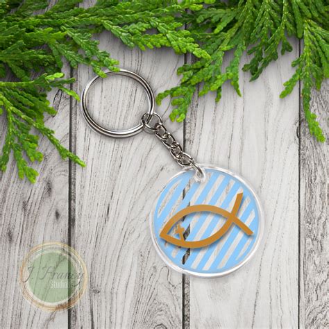 Ichthus Keychain Jesus Fish Custom Color Pattern Christian Etsy