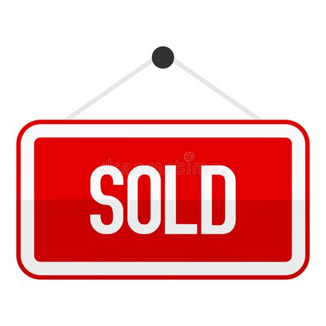 Red Sold Sign Flat Icon Isolated On White Stock Vector Illustration