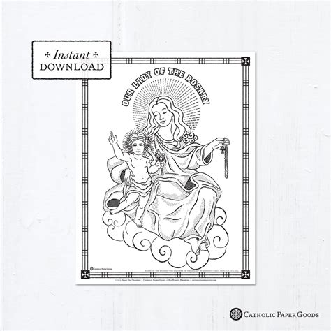 Catholic Coloring Page Our Lady of the Rosary Catholic | Etsy