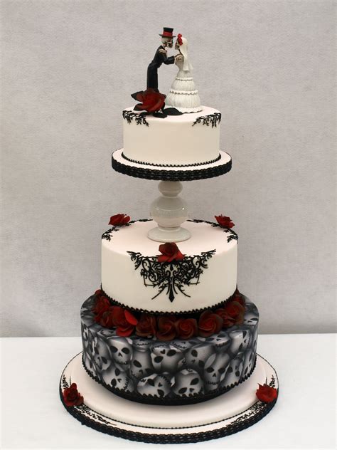We have a wide variety of flavor and filling options, and we are happy to adapt any of our designs to reflect your vision. Gothic Skulls Tattoo Piping Wedding Cake