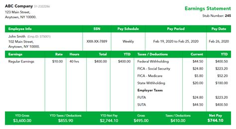 40 Effective And Printable Pay Stub Templates For Employees