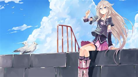 White And Black Wooden Table Anime Vocaloid Ia Vocaloid Pigeons
